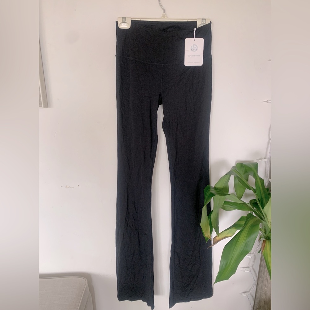 Flare black leggings - bubble lime